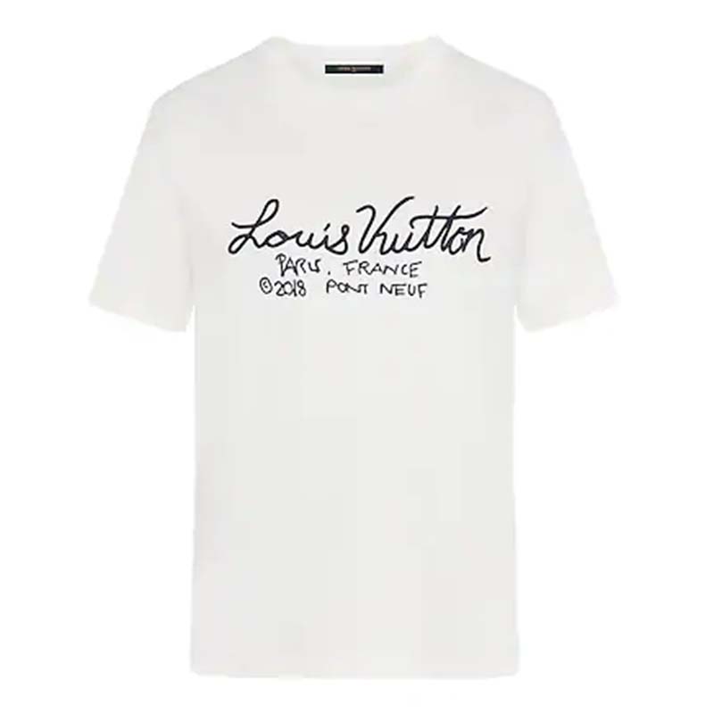 Louis Vuitton LV Men Pont Neuf Signature Print & Embroidery T-Shirt