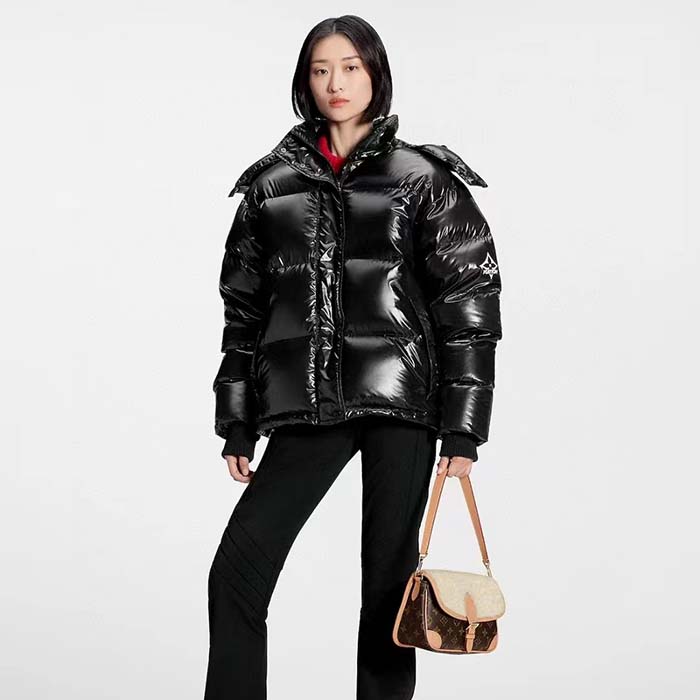 Louis Vuitton Women LV SKI Glossy Nylon Puffer Jacket Polyamide Black
