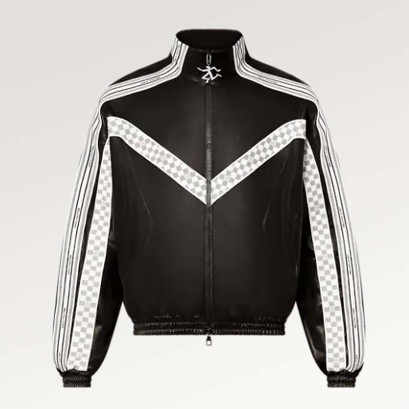 Louis Vuitton LV Women Leather Track Blouson Black Calf Leather Thistle Regular Fit