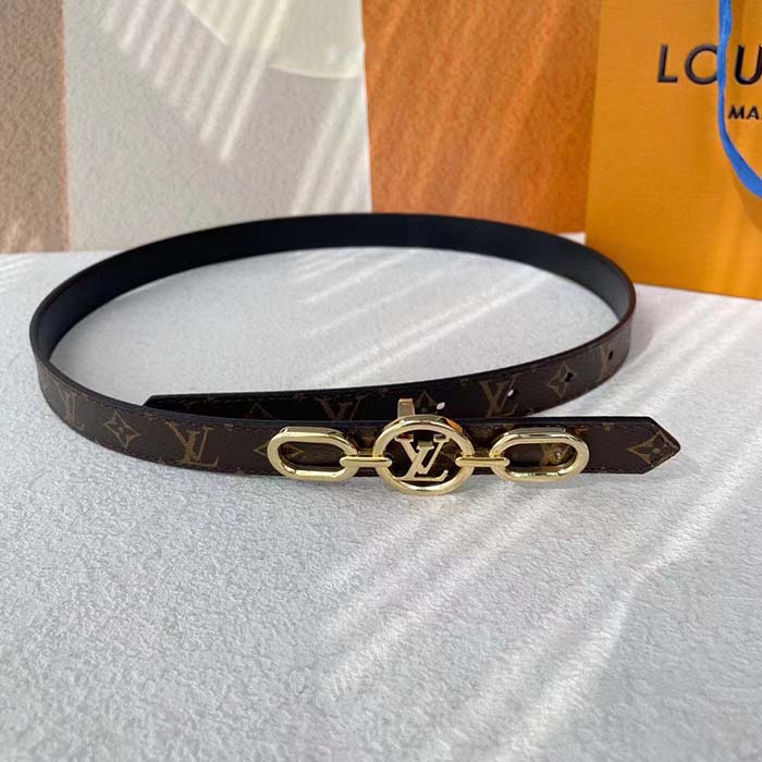 Louis Vuitton Unisex LV Circle Prime 20 MM Reversible Belt Black Calf Leather Verso Side