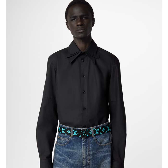 Louis Vuitton Unisex LV Shape 40mm Reversible Belt Monogram Playground Canvas Front Side