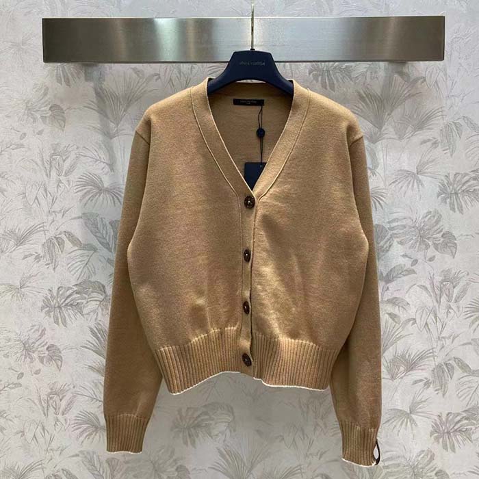 Louis Vuitton Women LV Cropped Camel Cardigan Yack Hair Silk Camel Regular Fit