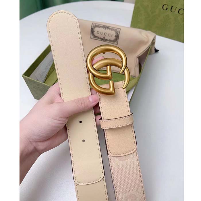 Gucci Unisex Marmont Jumbo GG Belt Beige Light Pink Jumbo GG Canvas
