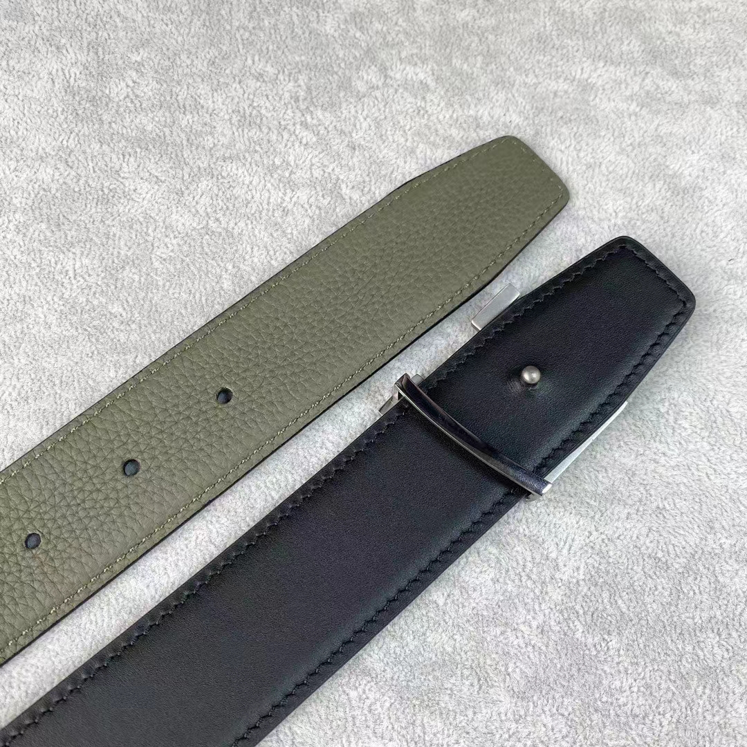 Louis Vuitton Unisex LV Rays 40 MM Reversible Belt Khaki Green Grained Calf Leather