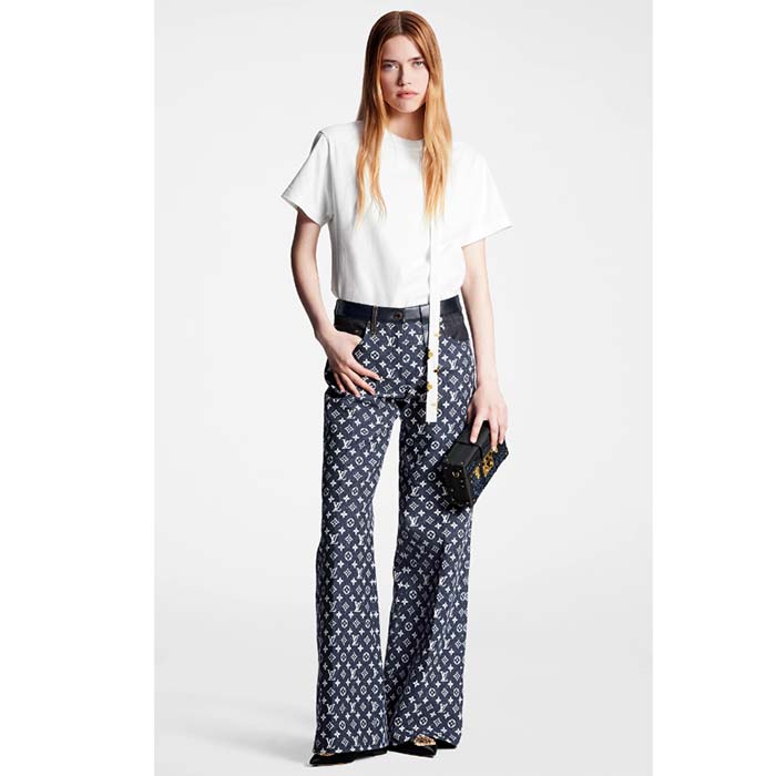 Louis Vuitton Women LV Monogram Accent Lavaliere T-Shirt Cotton White 1AC1MT