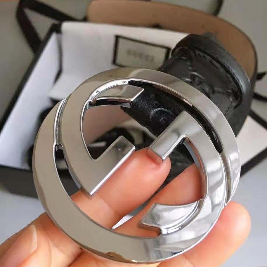 Gucci Unisex Gucci Signature Leather Belt-Black