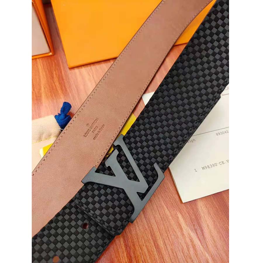 Louis Vuitton LV Unisex LV Initiales 40mm Belt in Suede Calf Leather-Black