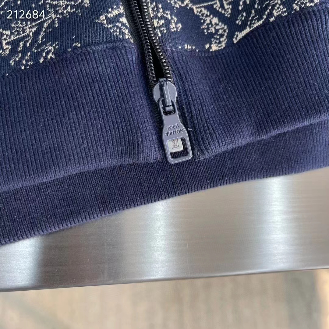 Louis Vuitton Women LV Technical Cotton Zipped Track Top Regular Fit Monogram Sand Jacquard High Jersey Collar