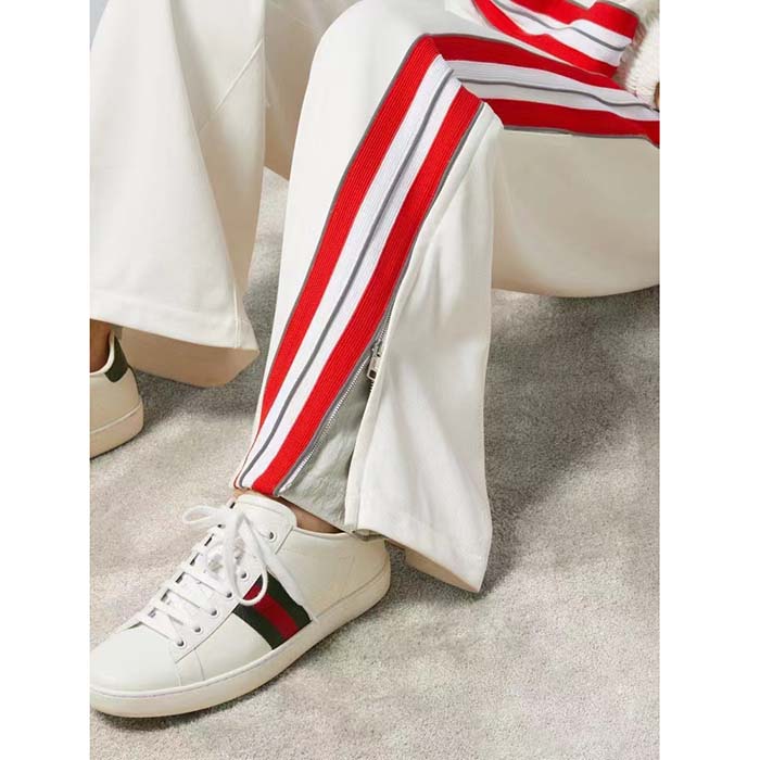 Gucci Women GG Technical Jersey Pant Web Interlocking G Embroidered Patch Elastic Waist Two Side Pockets