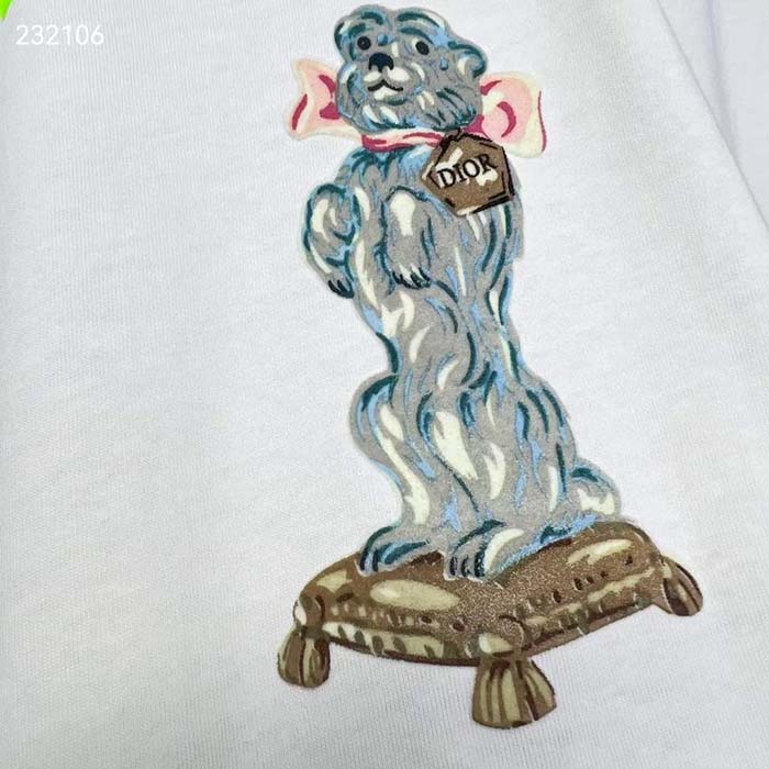 Dior CD Women Relaxed-Fit Bobby T-Shirt White Slub Cotton Jersey