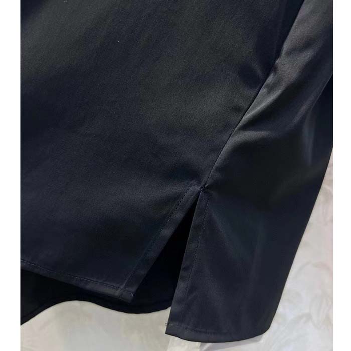 Louis Vuitton Women LV Monogram Lavaliere Button Sleeve Blouse Black 1AFCAV