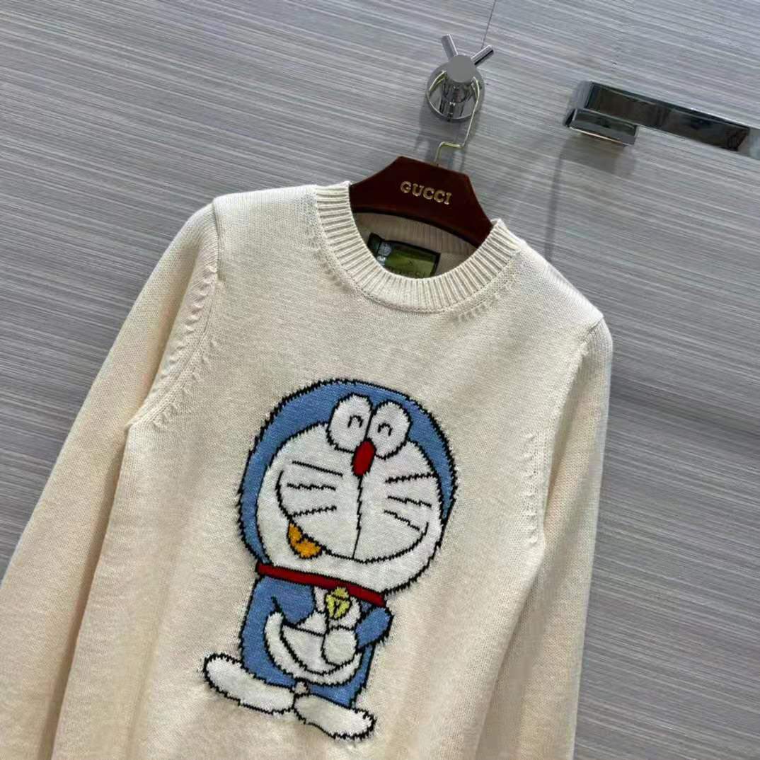 Gucci Men Doraemon x Gucci Wool Sweater White Crewneck