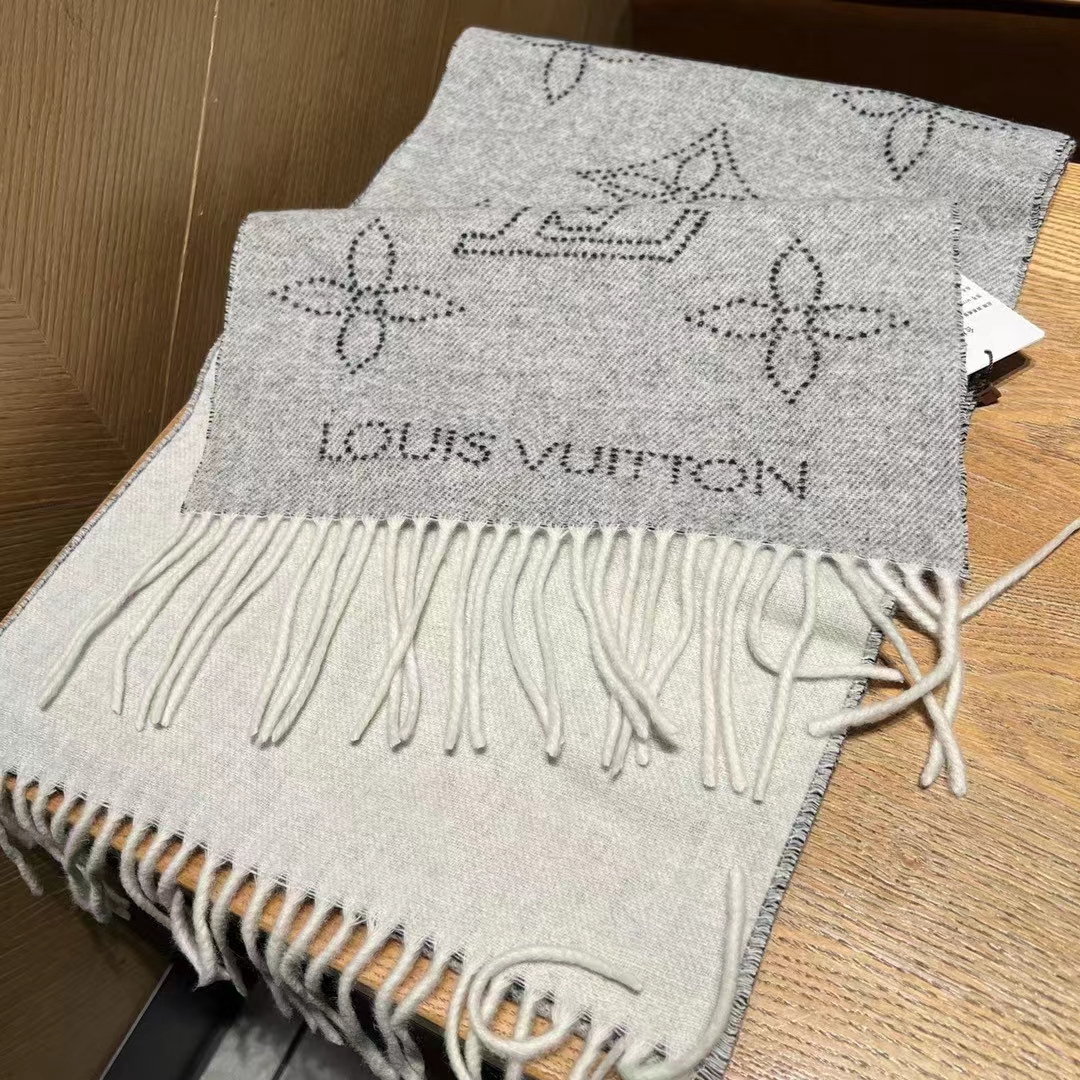 Louis Vuitton Unisex LV Mahina Flight Mode Scarf Cream Cashmere Wool M77903