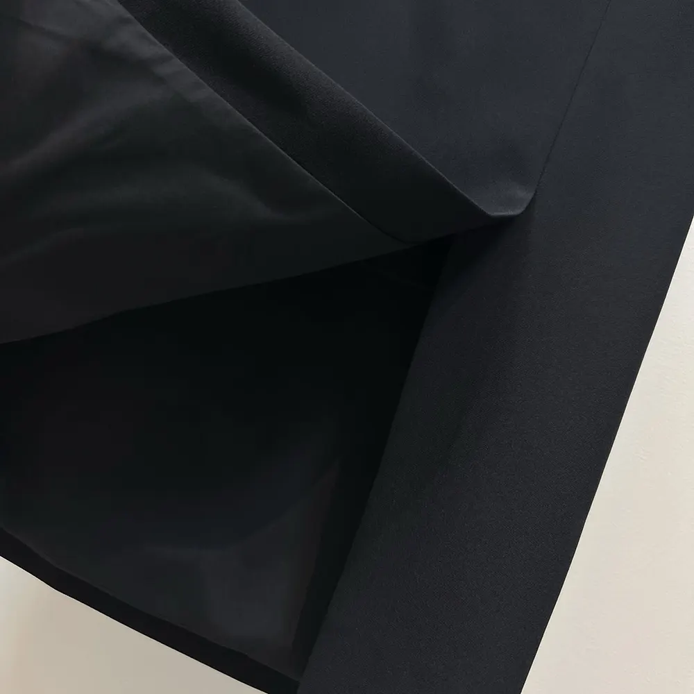 Dior Women Mid-Length Straight Skirt Black Virgin Wool and Silk Grain de Poudre