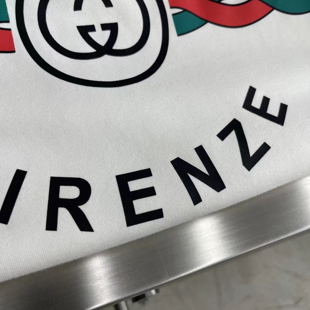 Gucci Women Cotton Gucci Firenze 1921 Hooded Sweatshirt White Jersey Long Sleeves