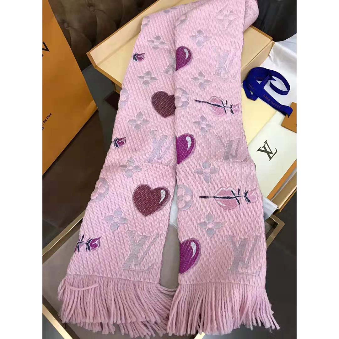 Louis Vuitton LV Women Logomania A La Folie Scarf with Silk Wool-Pink