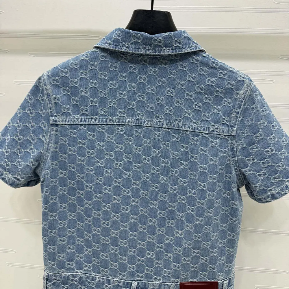 Gucci Women GG Denim Jacquard Jumpsuit 828549 XDDB2