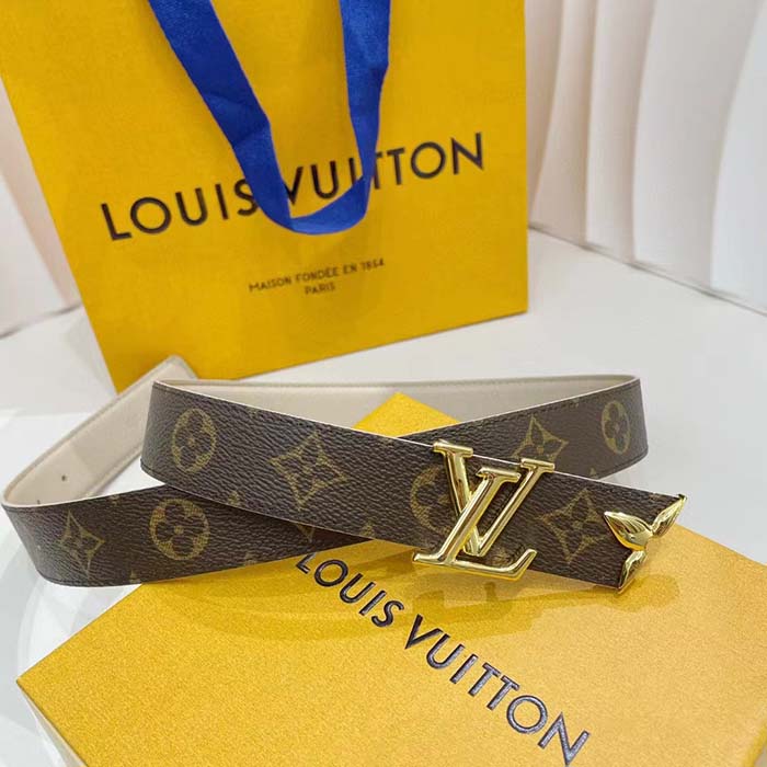 Louis Vuitton Unisex LV Pretty LV 30 MM Reversible Belt Monogram Canvas Recto Side