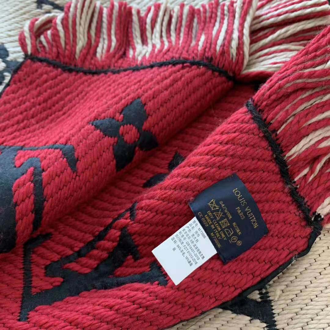 Louis Vuitton LV Women Logo Mania Duo Monogram Wool and Silk Scarf-Sandy