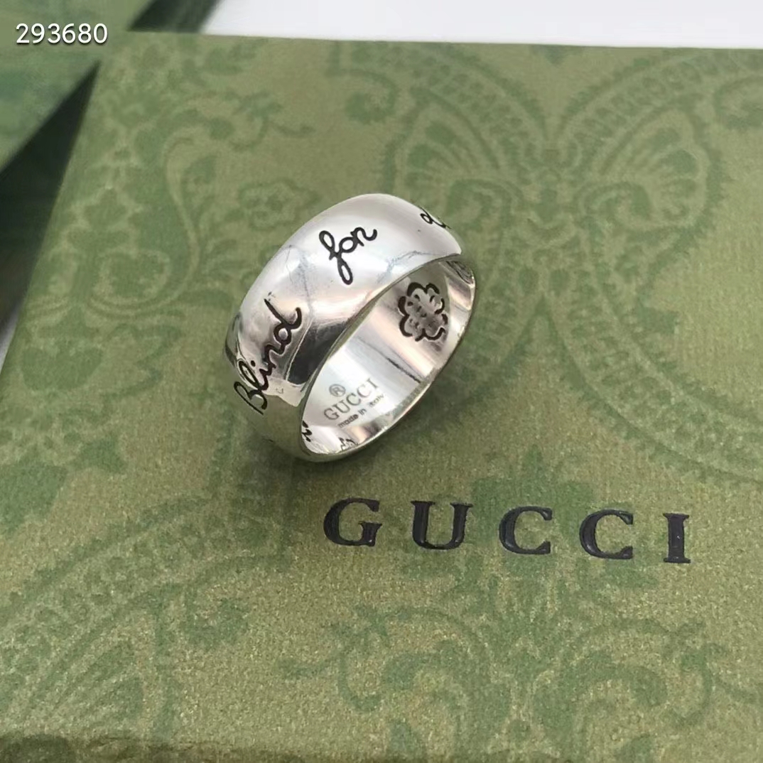 Gucci Unisex Blind For Love Silver Eye Hearts Birds Flowers Interlocking G 925 Sterling Silver