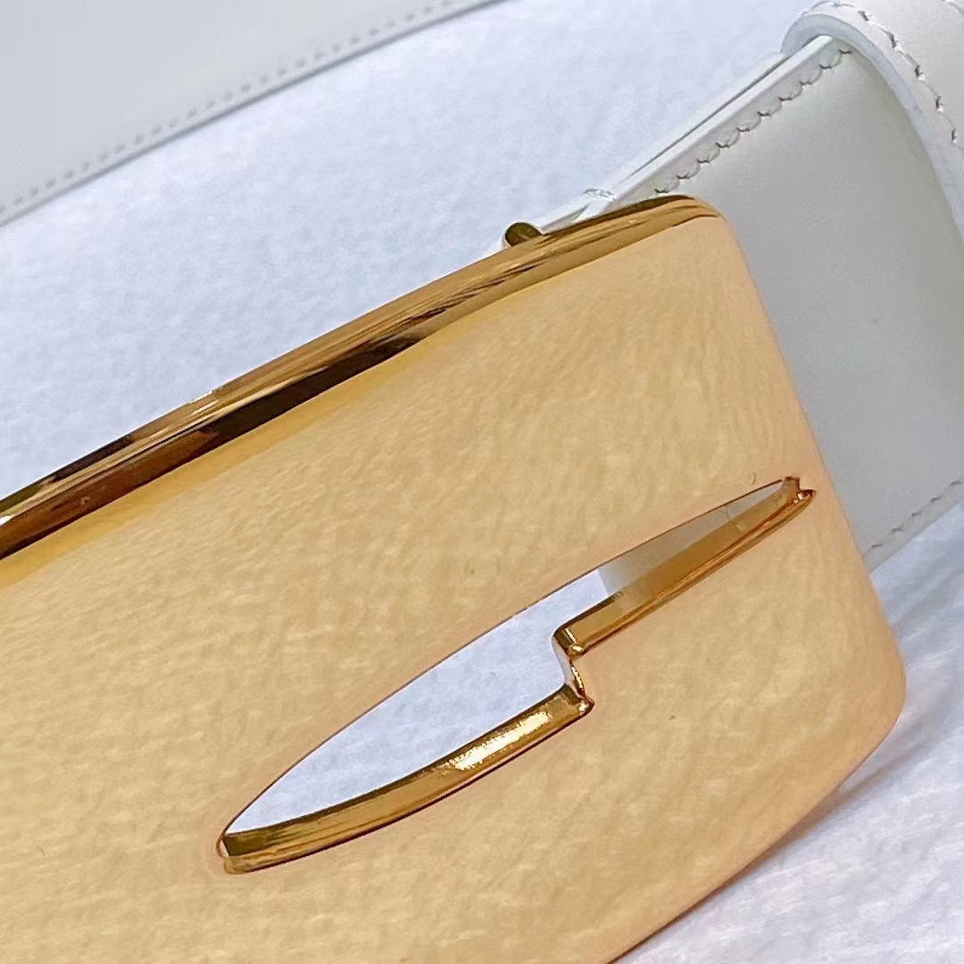 Gucci Unisex GG Wide Belt Retro G Buckle White Patent Leather 4.8 CM Width