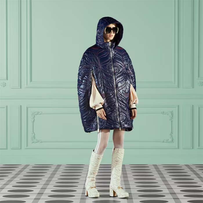 Gucci Women GG Adidas x Gucci Chenille Cropped Jacket Light Beige Cotton Chenille Trefoil