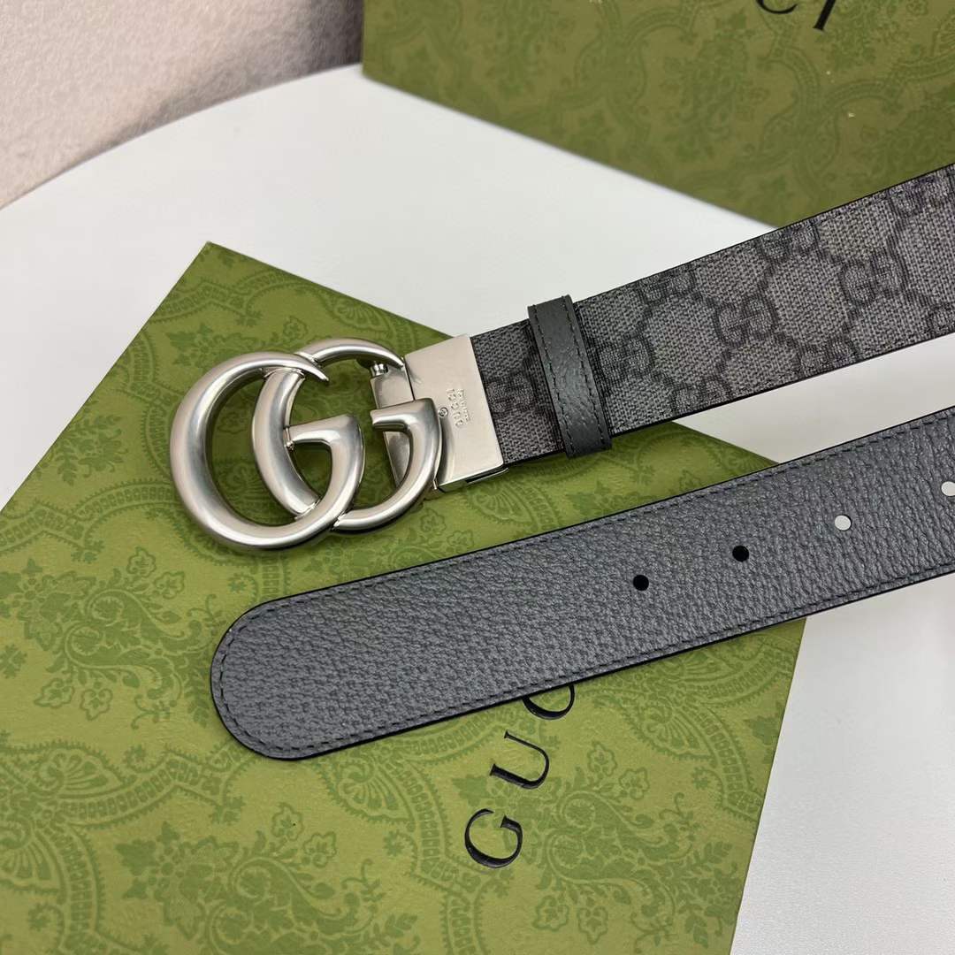 Gucci Unisex GG Marmont Reversible Belt Double G Buckle 3.8 CM Width