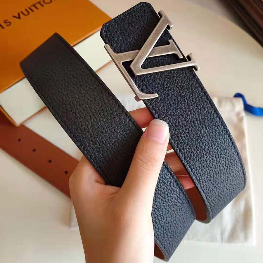 Louis Vuitton LV Unisex LV Pyramide 40mm Leather Belt-Black