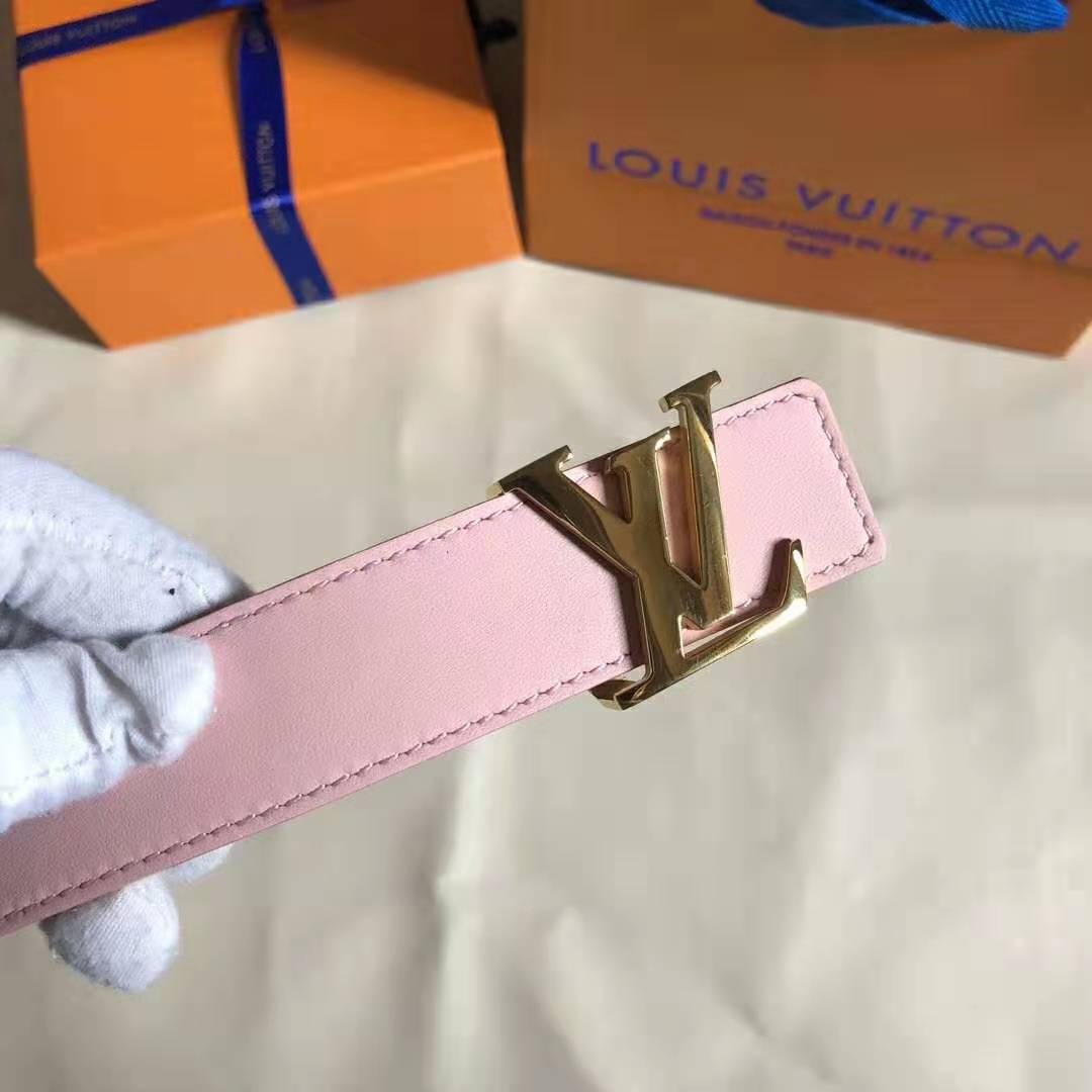 Louis Vuitton LV Unisex LV Initiales 30mm Reversible Belt in Damier Canvas-Pink