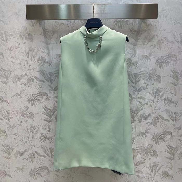 Louis Vuitton Women LV Mock-Neck Straight Dress Almond Green 1AFF75