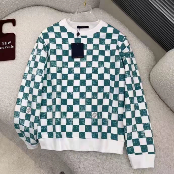 Louis Vuitton LV Women Damier Printed Crewneck Cotton Ocean Classic Sweatshirt Shape