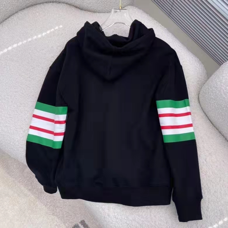 Gucci Men Interlocking G Print Sweatshirt Washed Black Light Felted Cotton Jersey