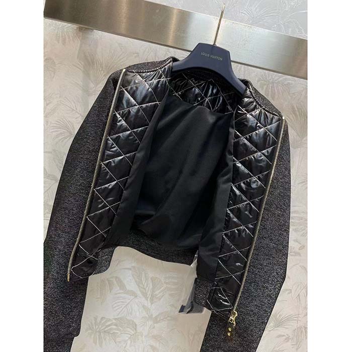 Louis Vuitton Men LV Quilted Malletage Bomber Jacket Black Regular Fit 1AFFP8