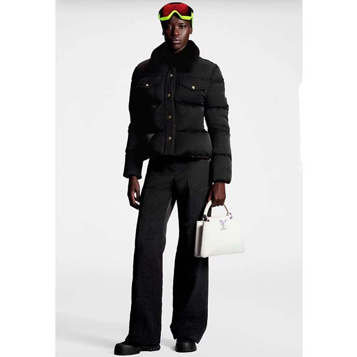 Louis Vuitton Women LV SKI Crinkled Nylon Peplum Puffer Jacket Polyamide Black