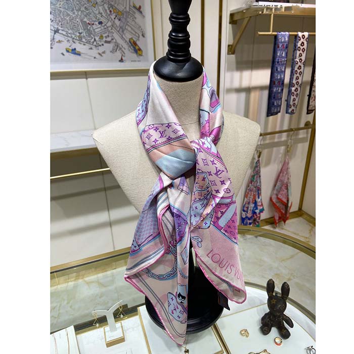 Louis Vuitton LV Women Kit 90 Square Sunrise Pastel Silk Print Monogram Pattern