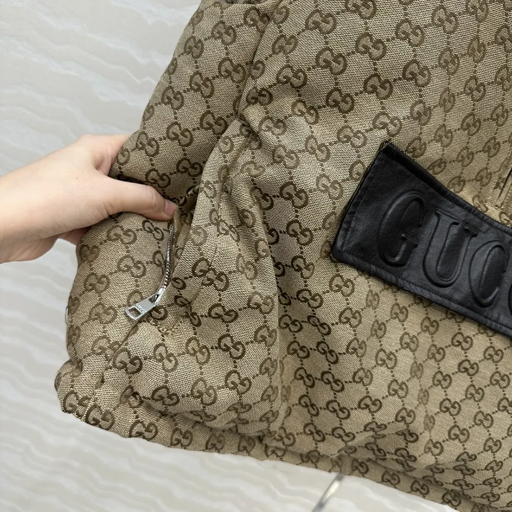 Gucci Women GG Canvas Gilet with Leather Label 823751Z8B1K