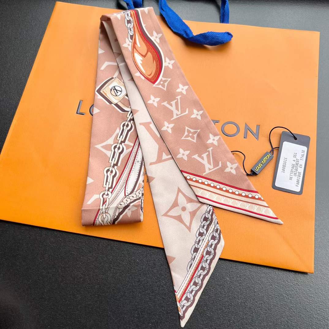 Louis Vuitton Unisex LV Ultimate Monogram BB Bandeau Dune Silk Inkjet Print M79588