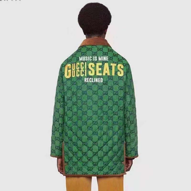 Gucci Men Gucci 100 Quilted GG Jacket Green Blue Quilted GG Canvas