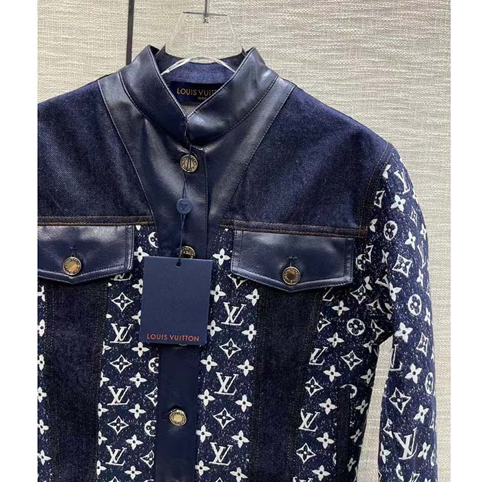 Louis Vuitton Women LV NIGHT Monogram Denim Jacket Cotton Navy