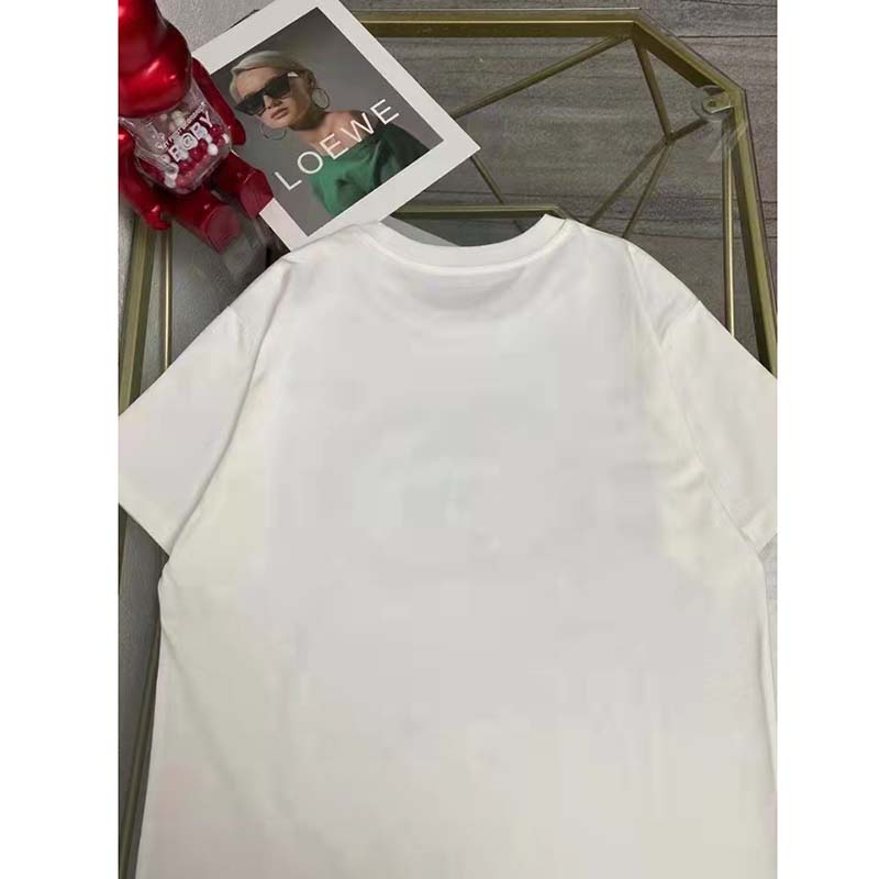 Gucci Men GG Tiger Interlocking G T-Shirt White Cotton Jersey Flower Crewneck Oversize Fit