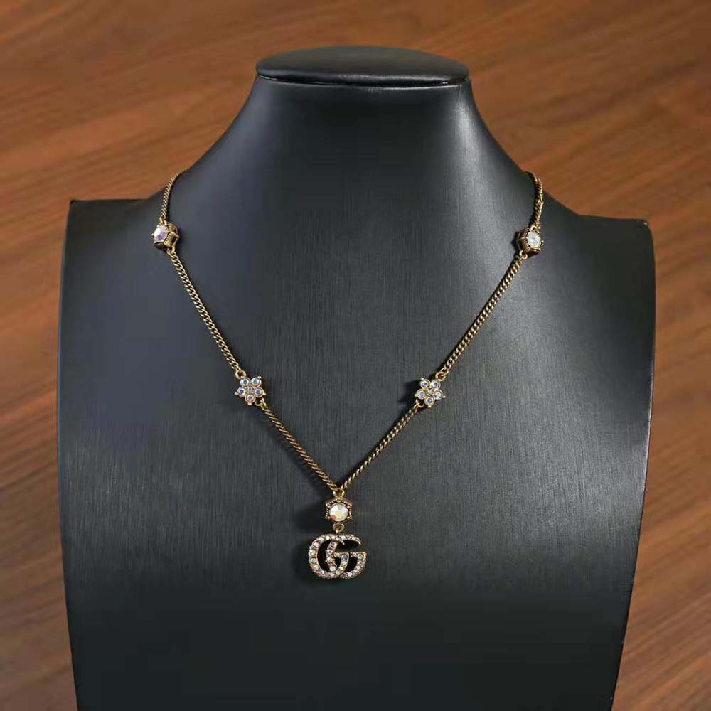 Gucci Women Double G Necklace with Crystals