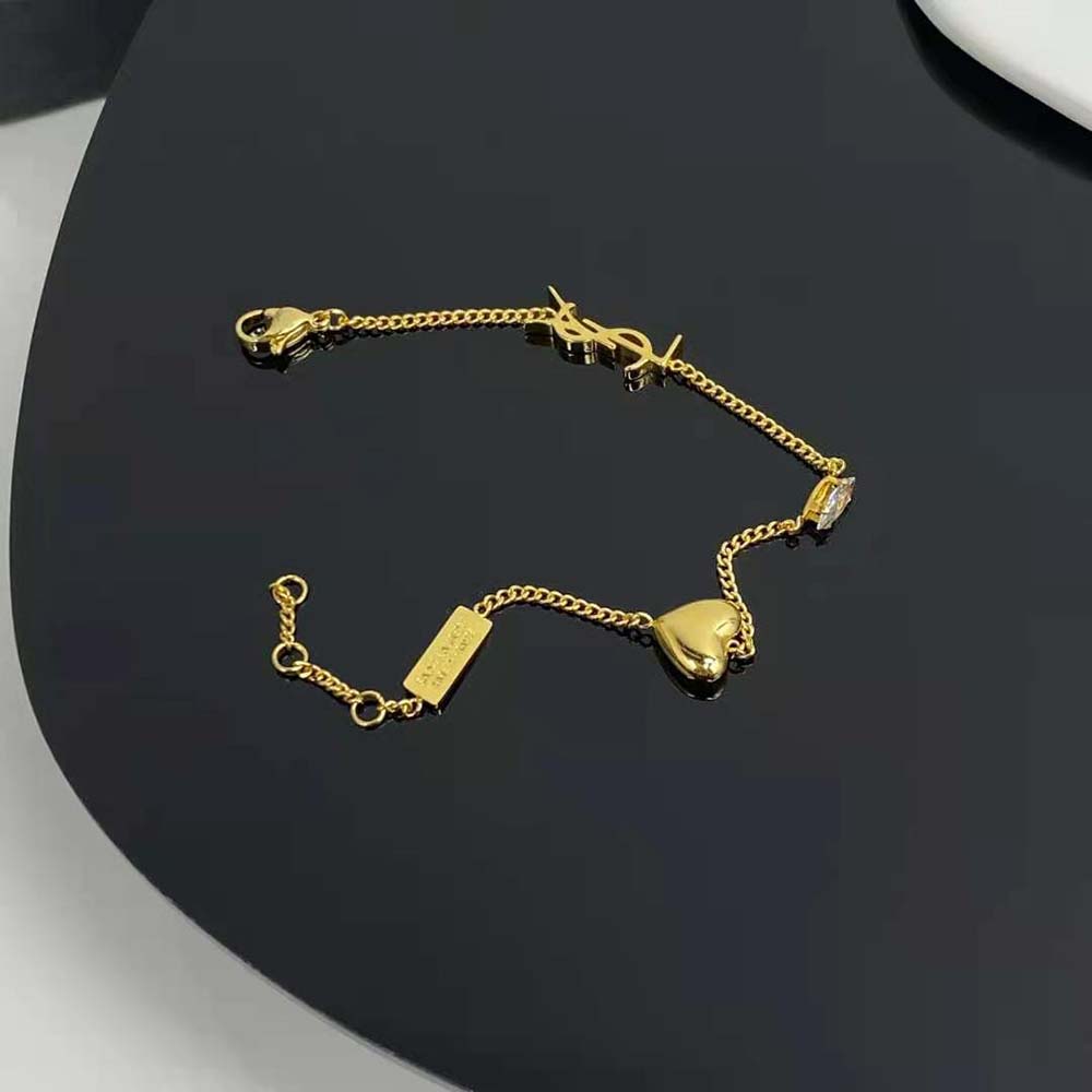 Saint Laurent YSL Women Opyum Heart Charm Bracelet in Metal