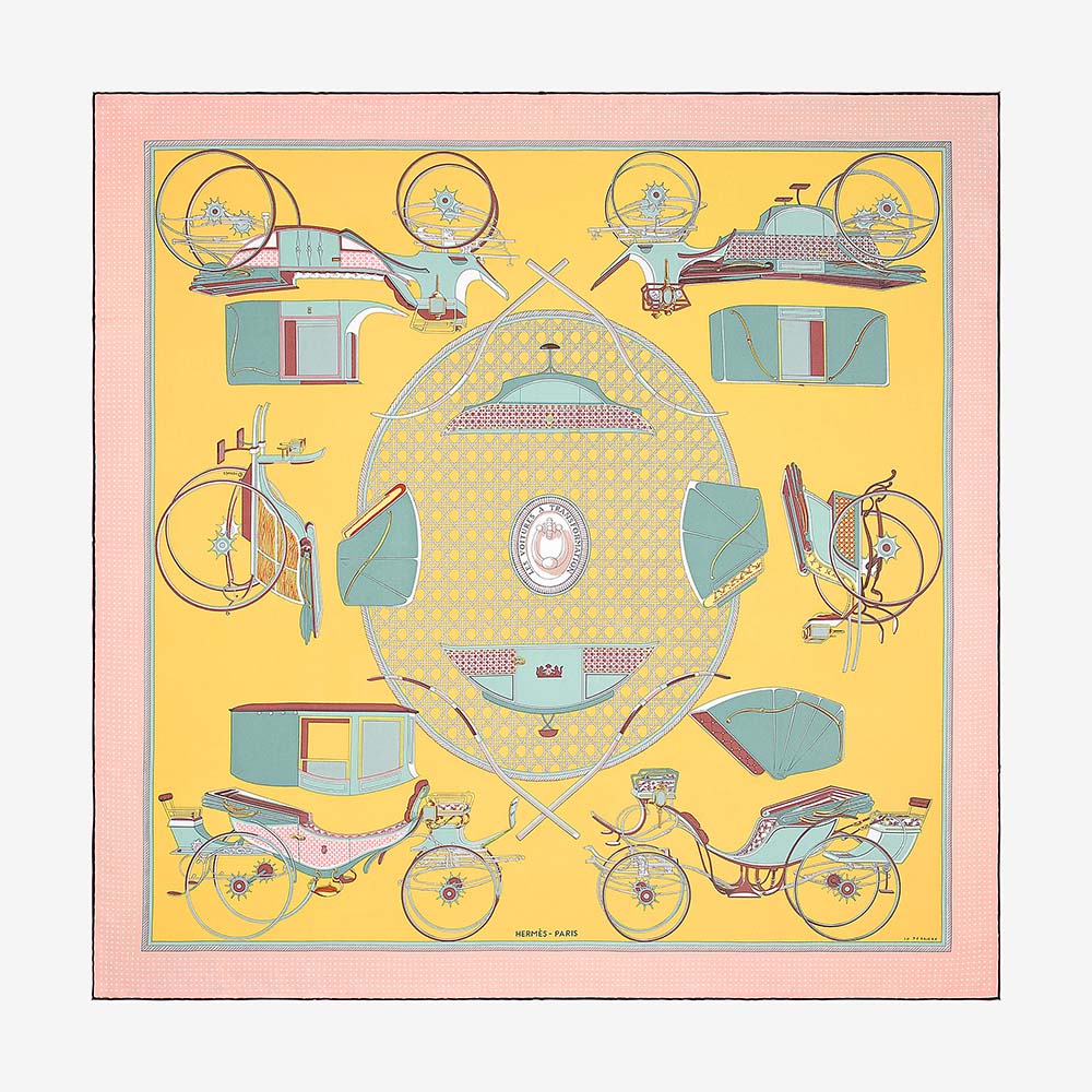 Hermes Women Les Voitures A Transformation Scarf 90