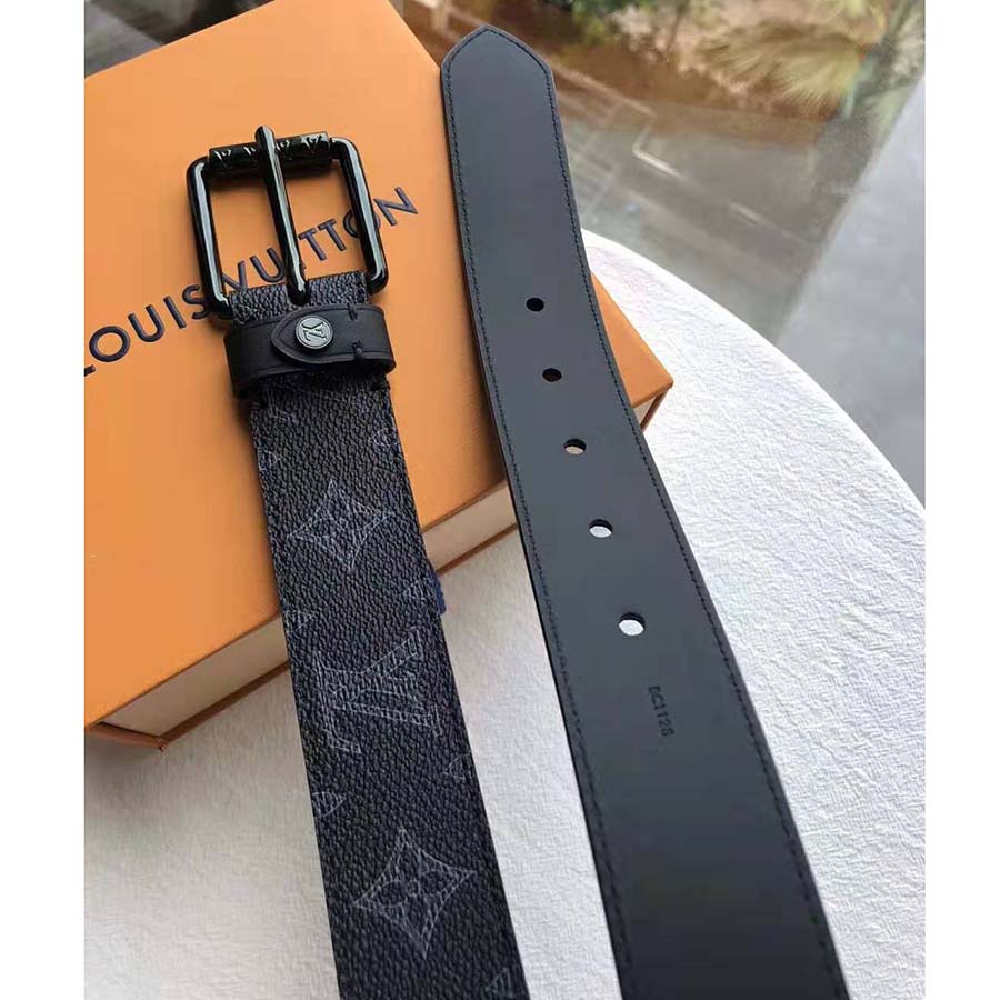Louis Vuitton LV Unisex Voyager 35mm Belt in Monogram Eclipse Canvas