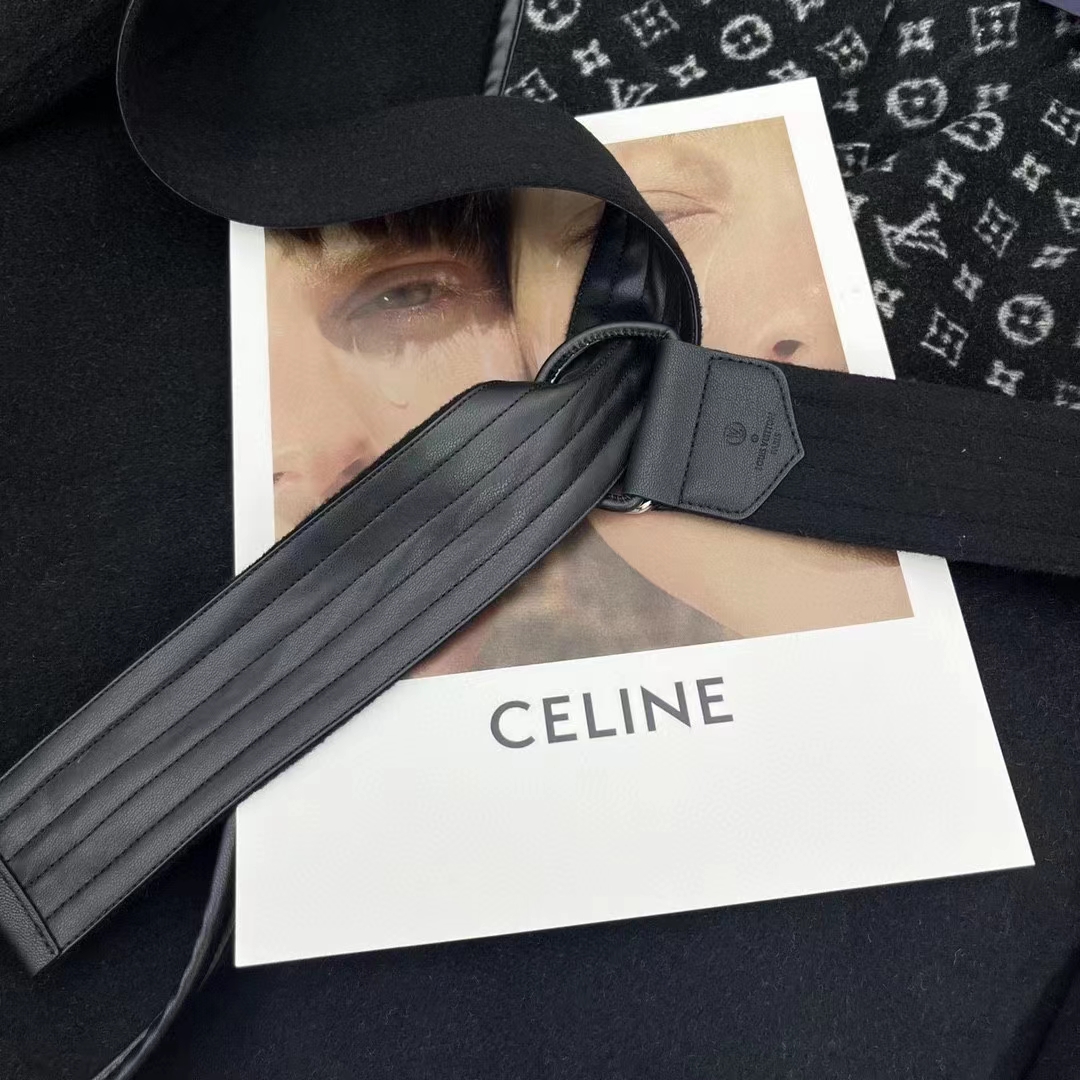 Louis Vuitton LV Women Hooded Wrap Coat Wool Silk Black White Regular Fit