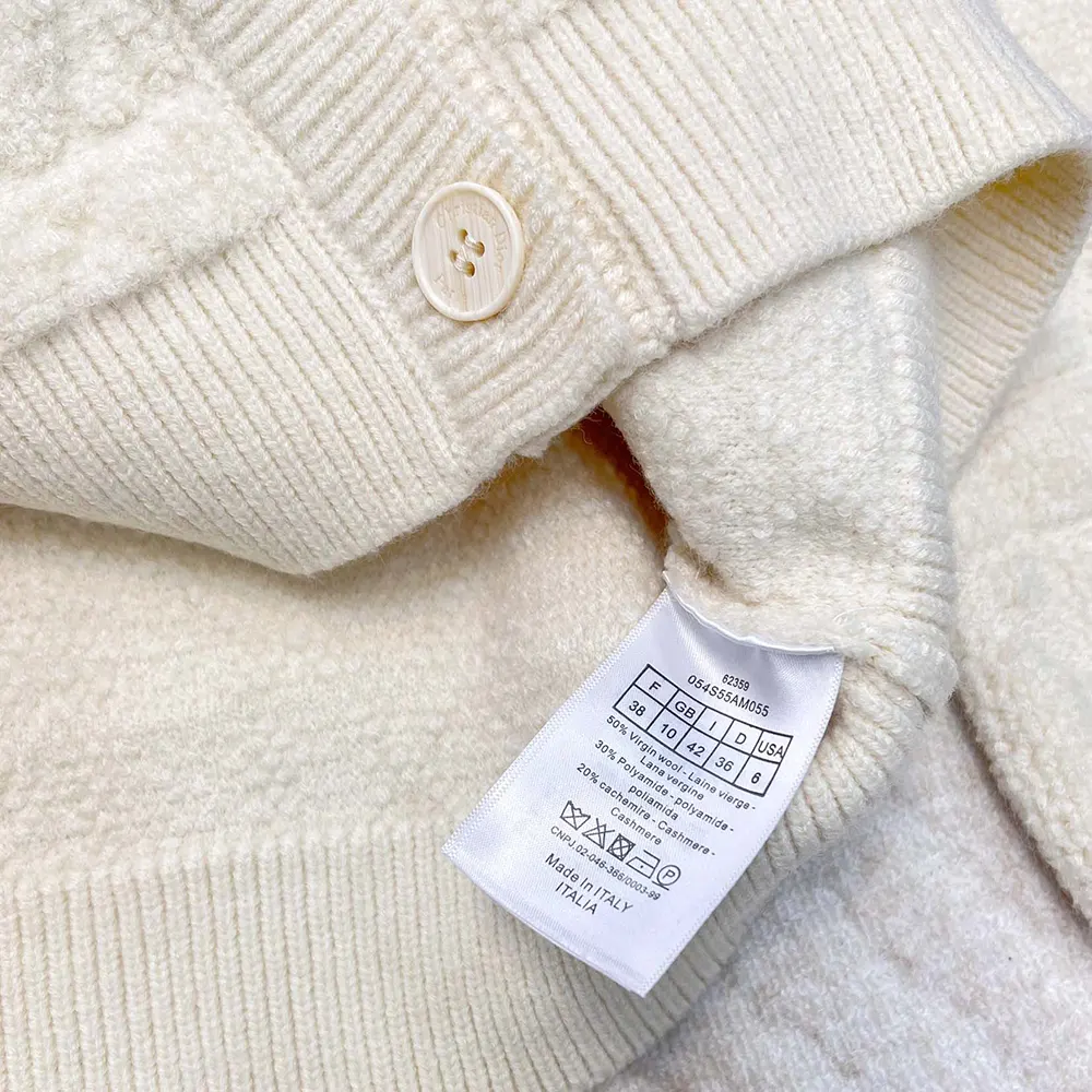 Dior Women Cannage Cardigan Ecru Blended Wool and Cashmere Textured Knit