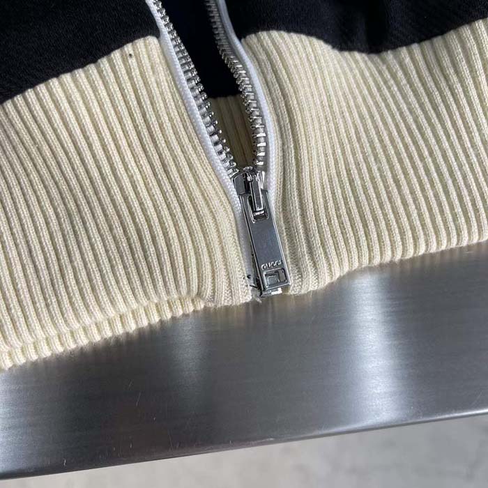 Gucci Women GG Wool Jersey Jacket Web Interlocking G Front Pockets