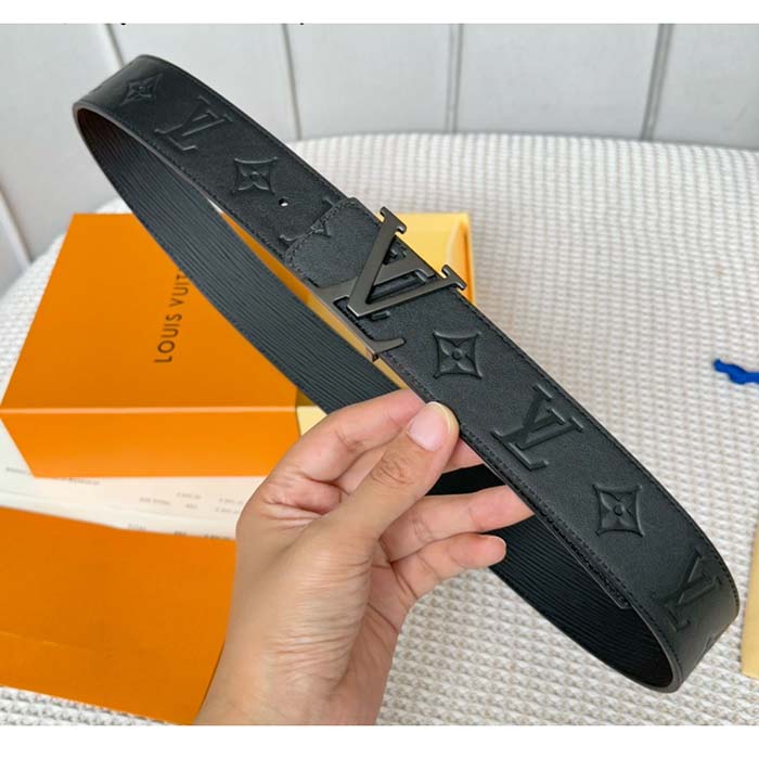 Louis Vuitton Unisex LV Initials 40 MM Reversible Belt Black Eclipse Epi XL Cowhide Leather