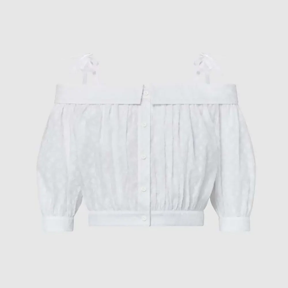 Louis Vuitton Women Monogram Fil Coupé Off-The-Shoulder Blouse 1AFSBA