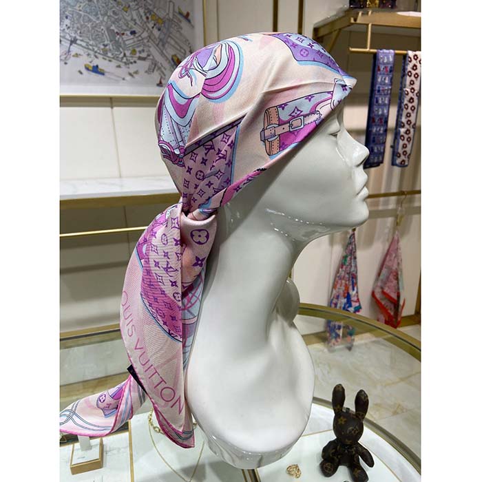 Louis Vuitton LV Women Kit 90 Square Sunrise Pastel Silk Print Monogram Pattern